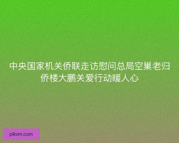 中央国家机关侨联走访慰问总局空巢老归侨楼大鹏关爱行动暖人心