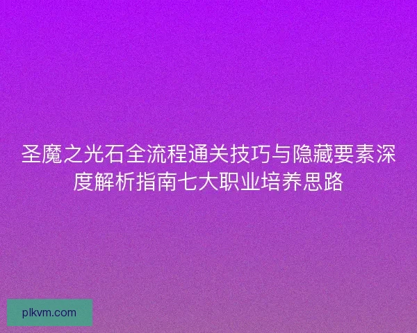 圣魔之光石全流程通关技巧与隐藏要素深度解析指南七大职业培养思路