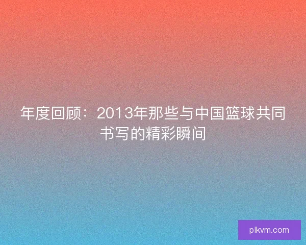 年度回顾：2013年那些与中国篮球共同书写的精彩瞬间